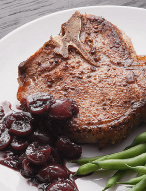 Grilled Pork Chops with fresh Plum Sauce