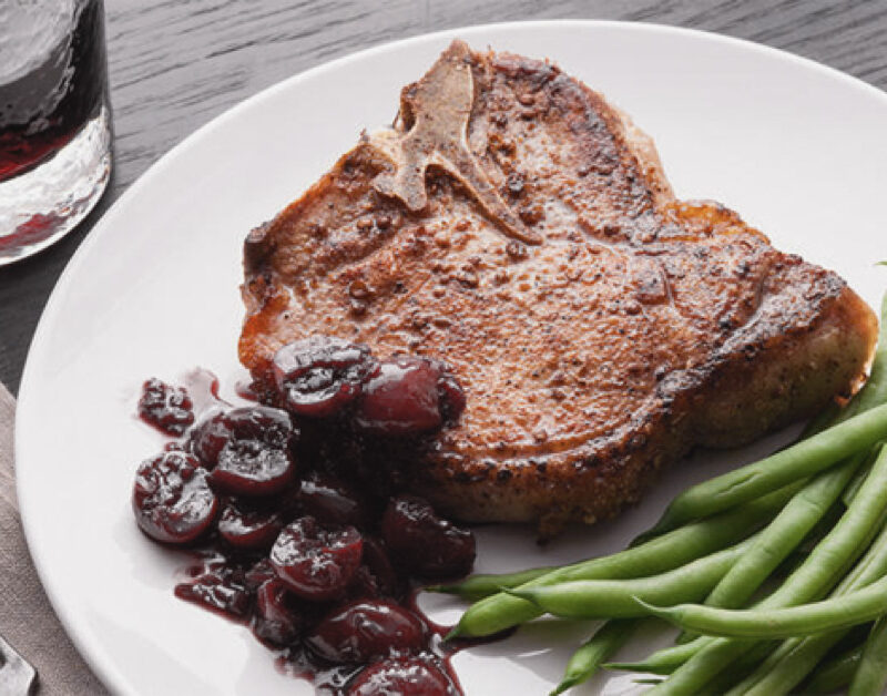 Grilled Pork Chops with fresh Plum Sauce