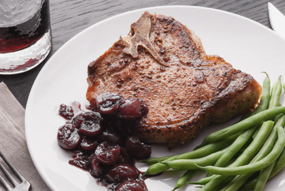 Grilled Pork Chops with fresh Plum Sauce