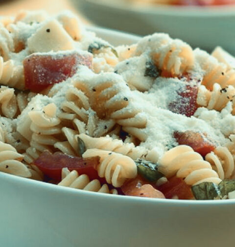 Zucchini and Basil Rotini with Sauteed Tomatoes