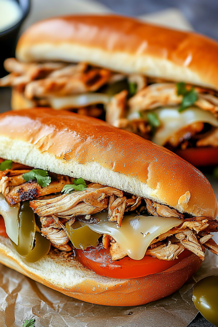 Slow Cooker Chicken Philly Sandwiches